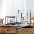 Geometrisk metallglas Foto Frame Folding Rotatable